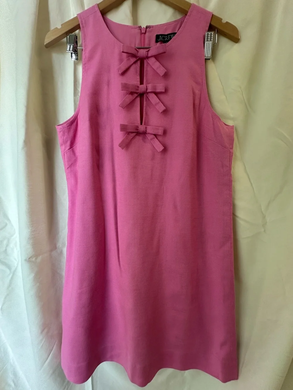 J. Crew Dress Pink Sleeveless Linen Blend Classic Preppy Chic MIDI Old Money M
